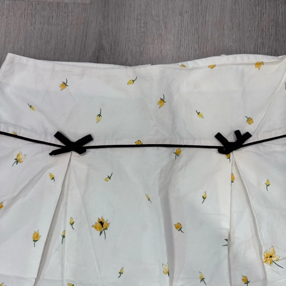 Women's A-Line Skirt Cotten Cottagecore Floral With Bows Midi Skirt Size Small